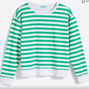 Draper James Green and White Striped Sweatshirt